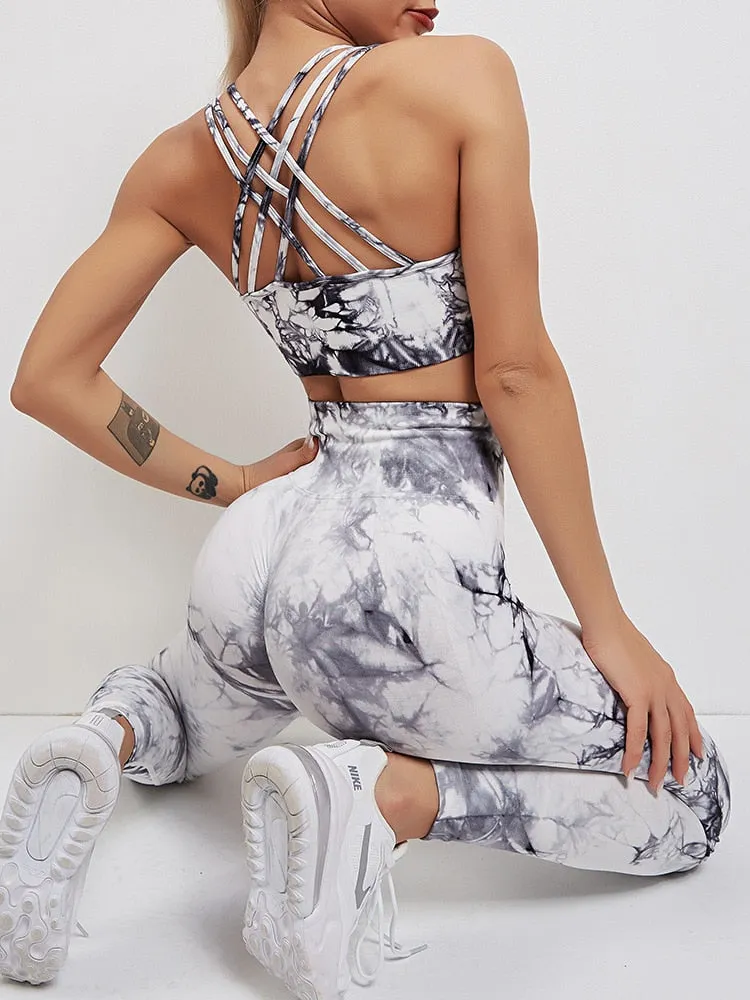 011 New Print Seamless Fitness Bra & Push Up Leggings