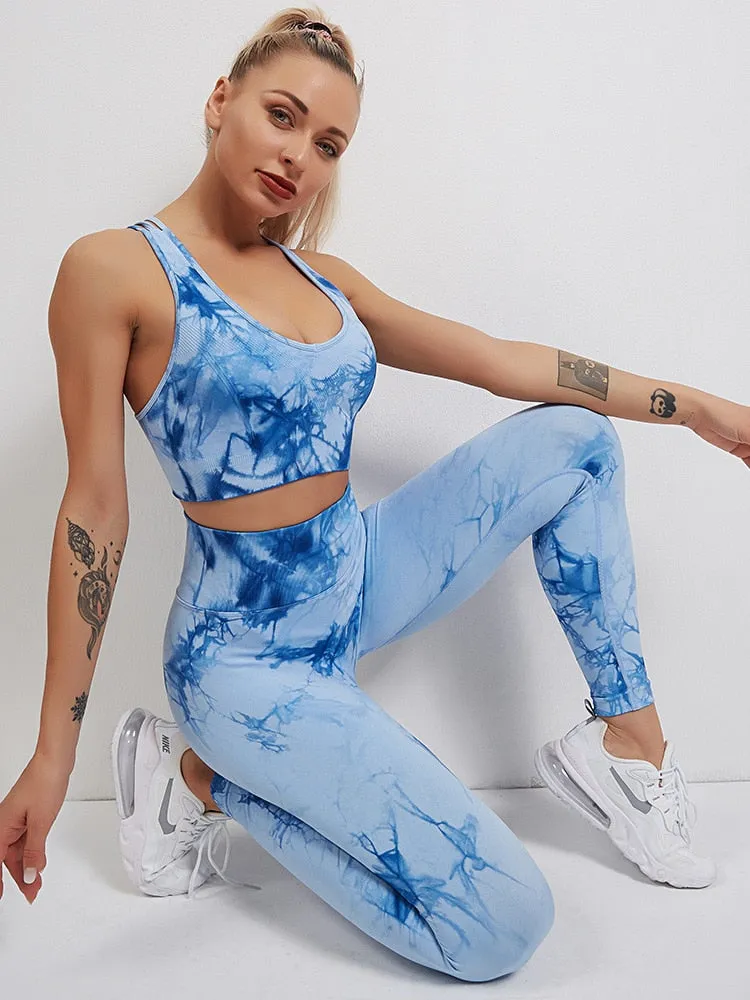 011 New Print Seamless Fitness Bra & Push Up Leggings