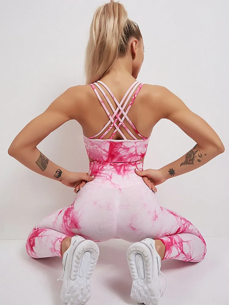011 New Print Seamless Fitness Bra & Push Up Leggings