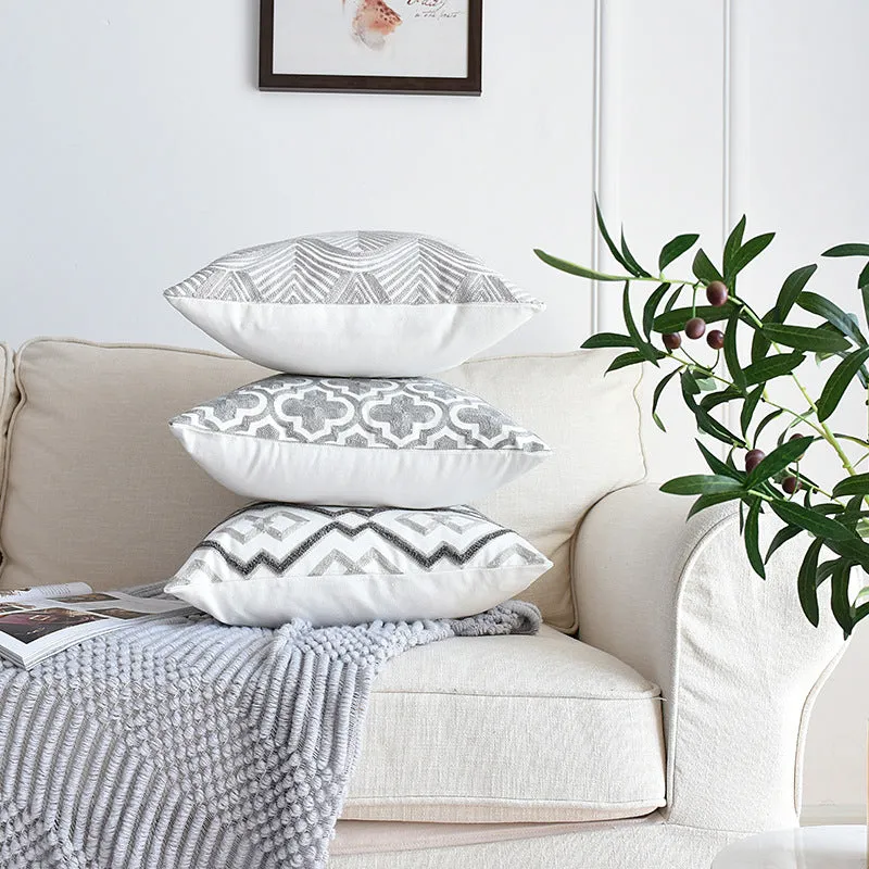 1 Piece Embroidered Geometric Cushion Cover