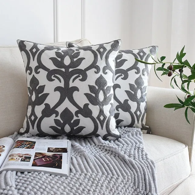 1 Piece Embroidered Geometric Cushion Cover