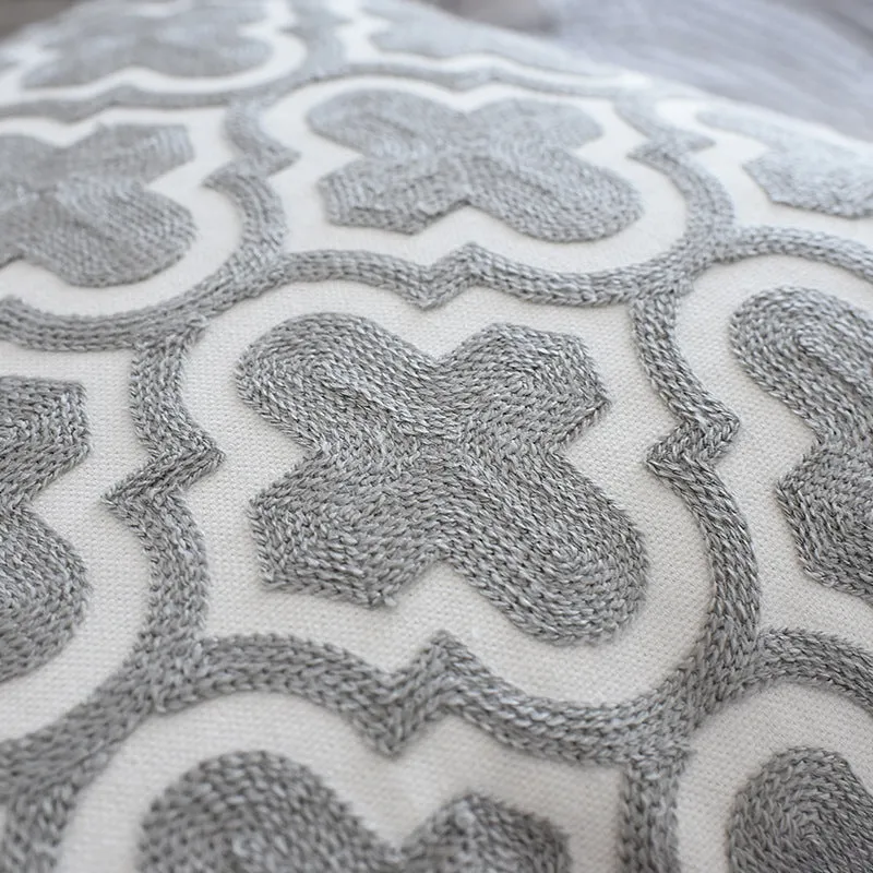 1 Piece Embroidered Geometric Cushion Cover