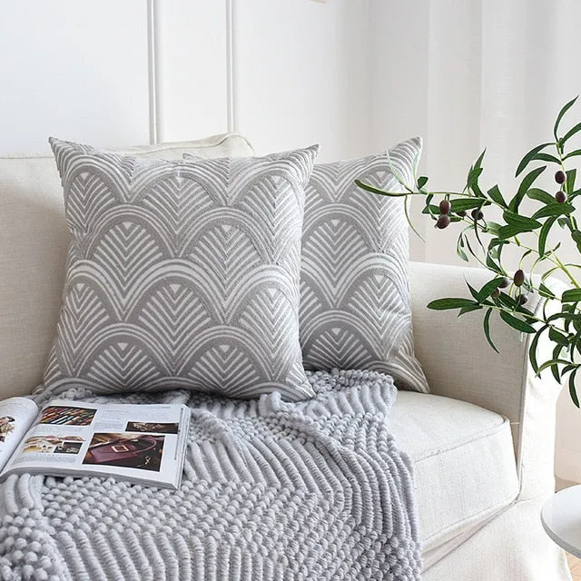 1 Piece Embroidered Geometric Cushion Cover