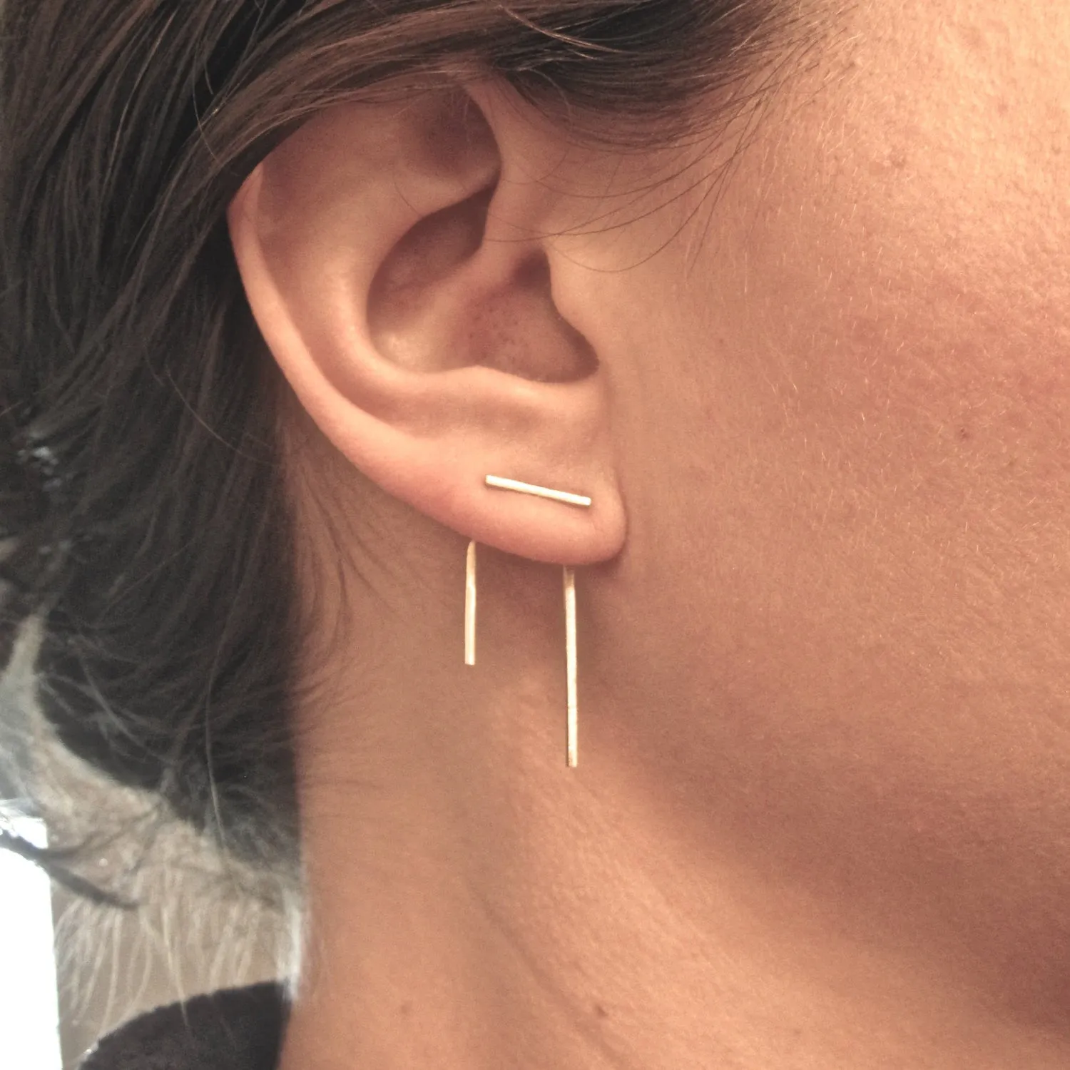 11mm Bar Ear Jacket Earrings: Stylish, Modern, Lightweight, and Versatile 0144