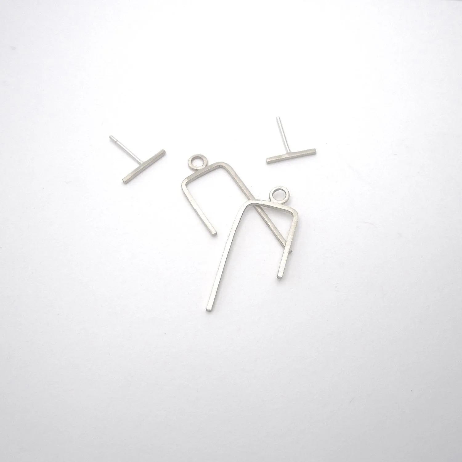 11mm Bar Ear Jacket Earrings: Stylish, Modern, Lightweight, and Versatile 0144