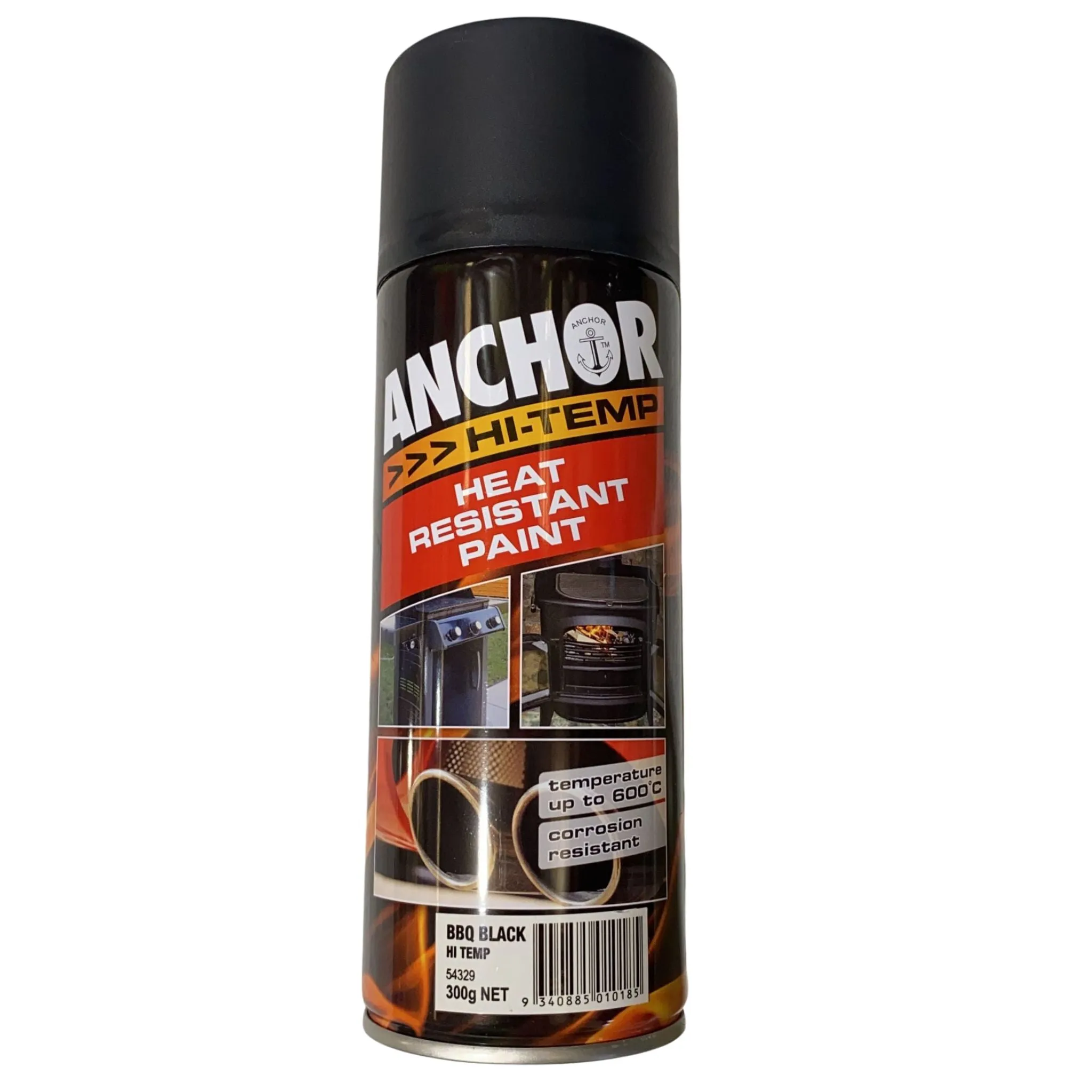 12 Cans | ANCHOR HI TEMP HEAT RESISTANT PAINT 54329  | Up to 600° | 300g - MATTE BBQ BLACK