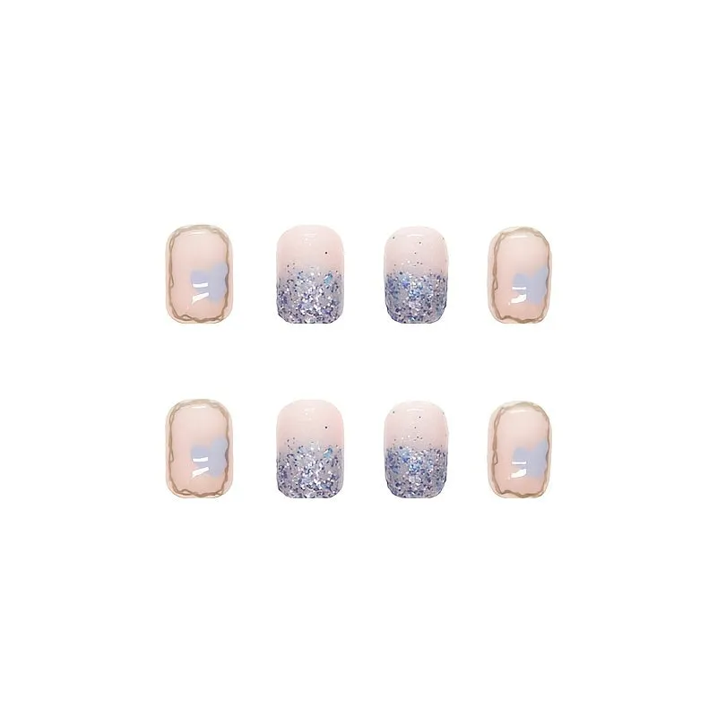 24 Pcs Gradient Coffin Press-On Nails: Add a stylish touch to your nails with these short fake nails with gradient design.