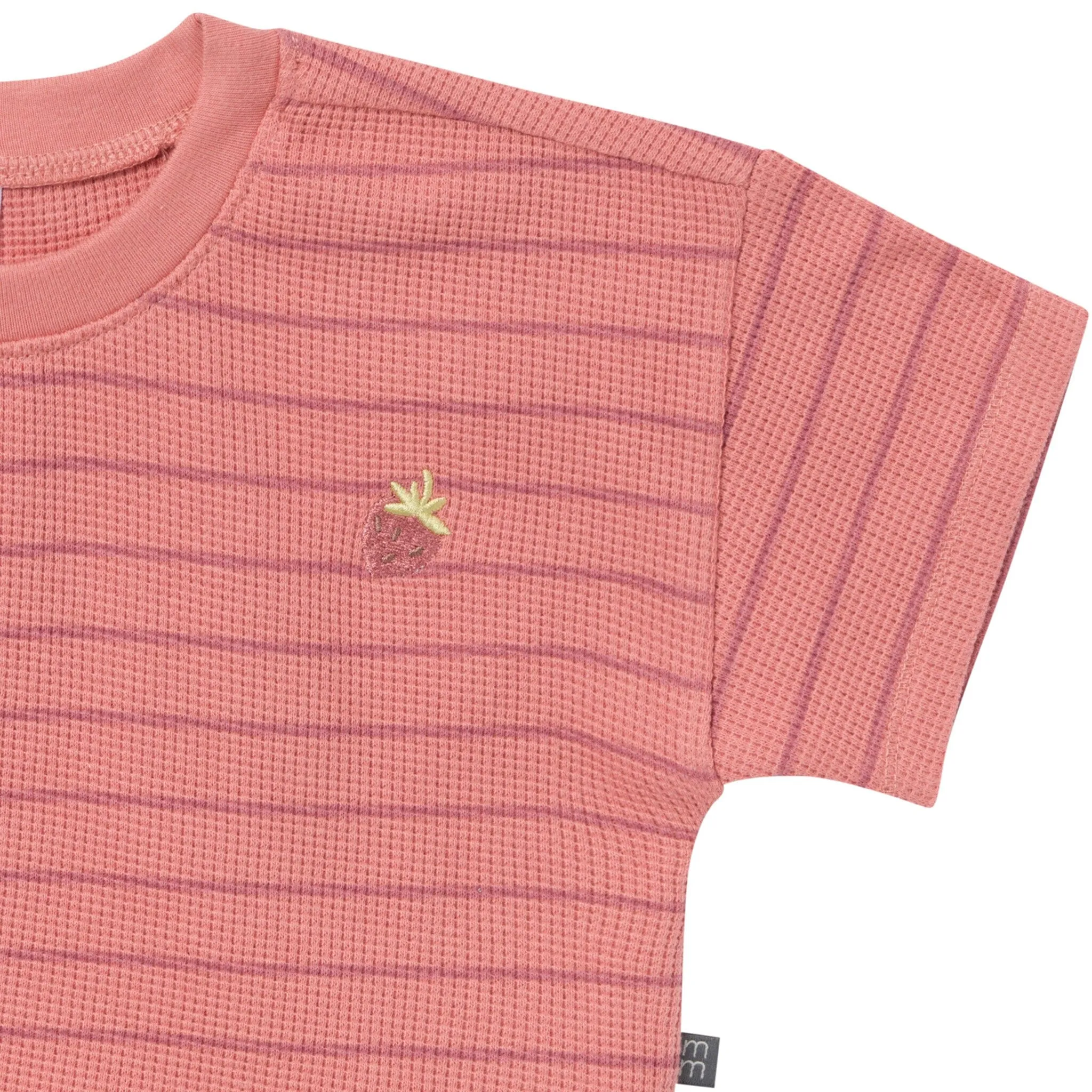 4-Piece Infant & Toddler Girls Rose Stripe Drop Shoulder Tops and Shorts Set