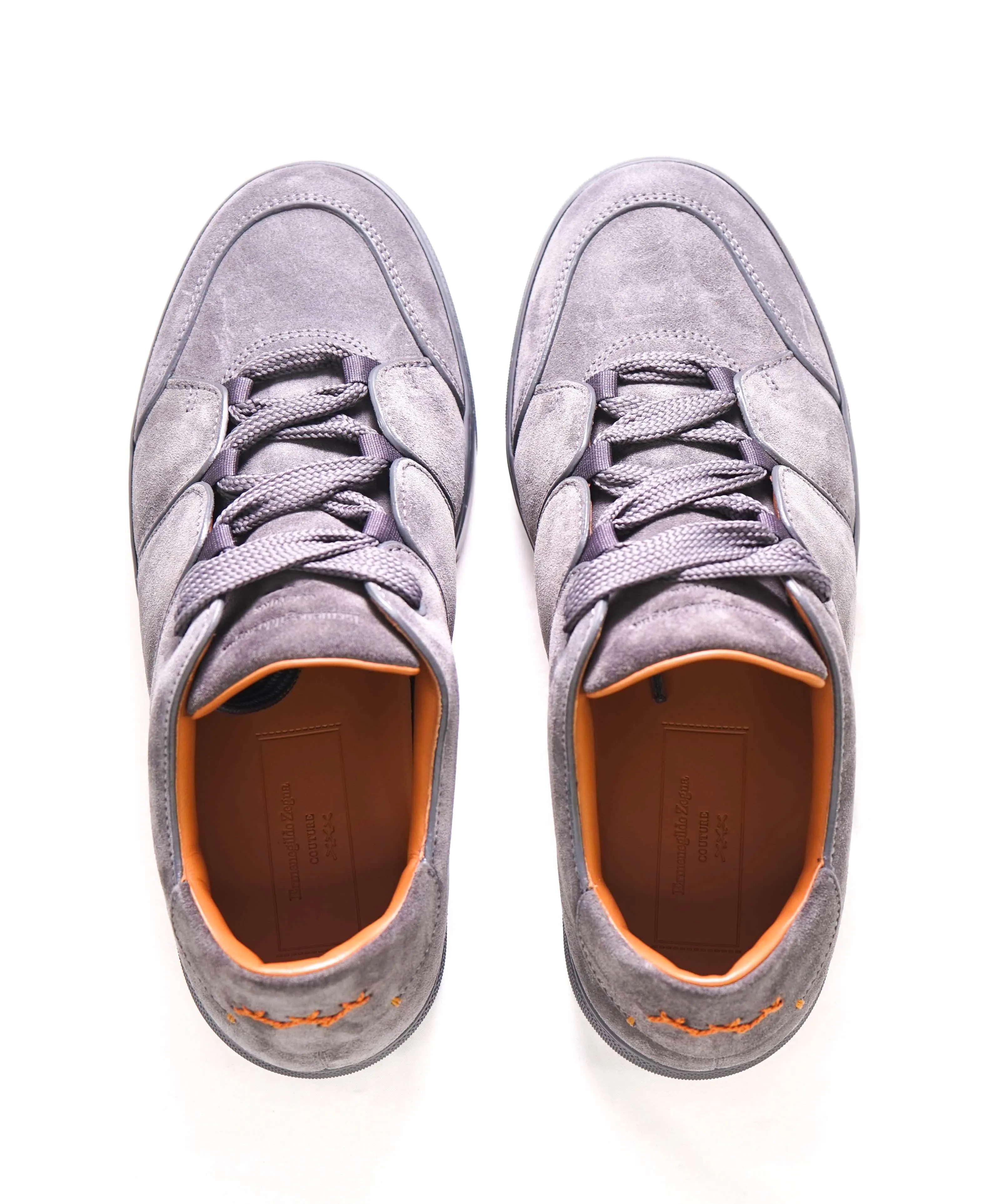 $990 ERMENEGILDO ZEGNA - COUTURE "Tiziano" Gray Suede Sneakers - 9 US (42 EU)