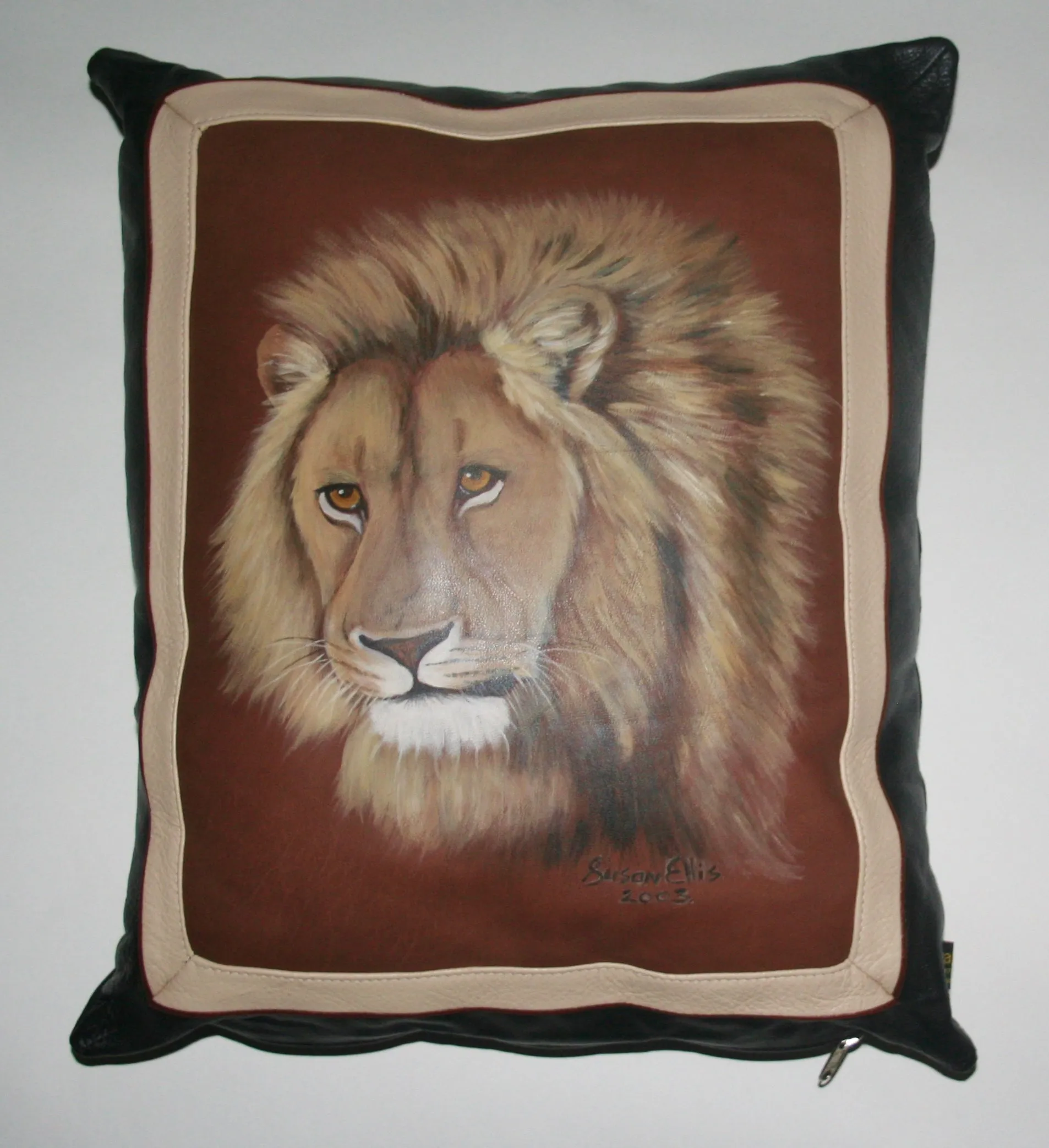 African Lion Original Art Pillow Cover