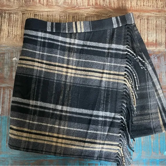 ANTONTO MELANI Plaid Skirt with Fringe