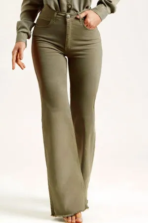 Auburn olive high waist flare denim
