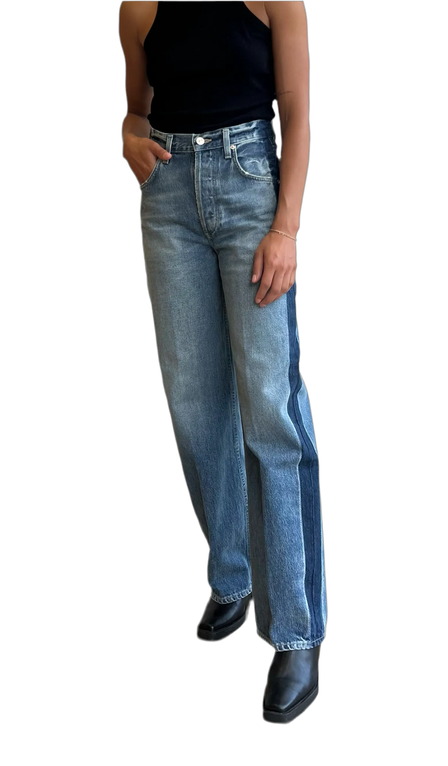 Ayla Baggy with Tuxedo Stripe in Drome