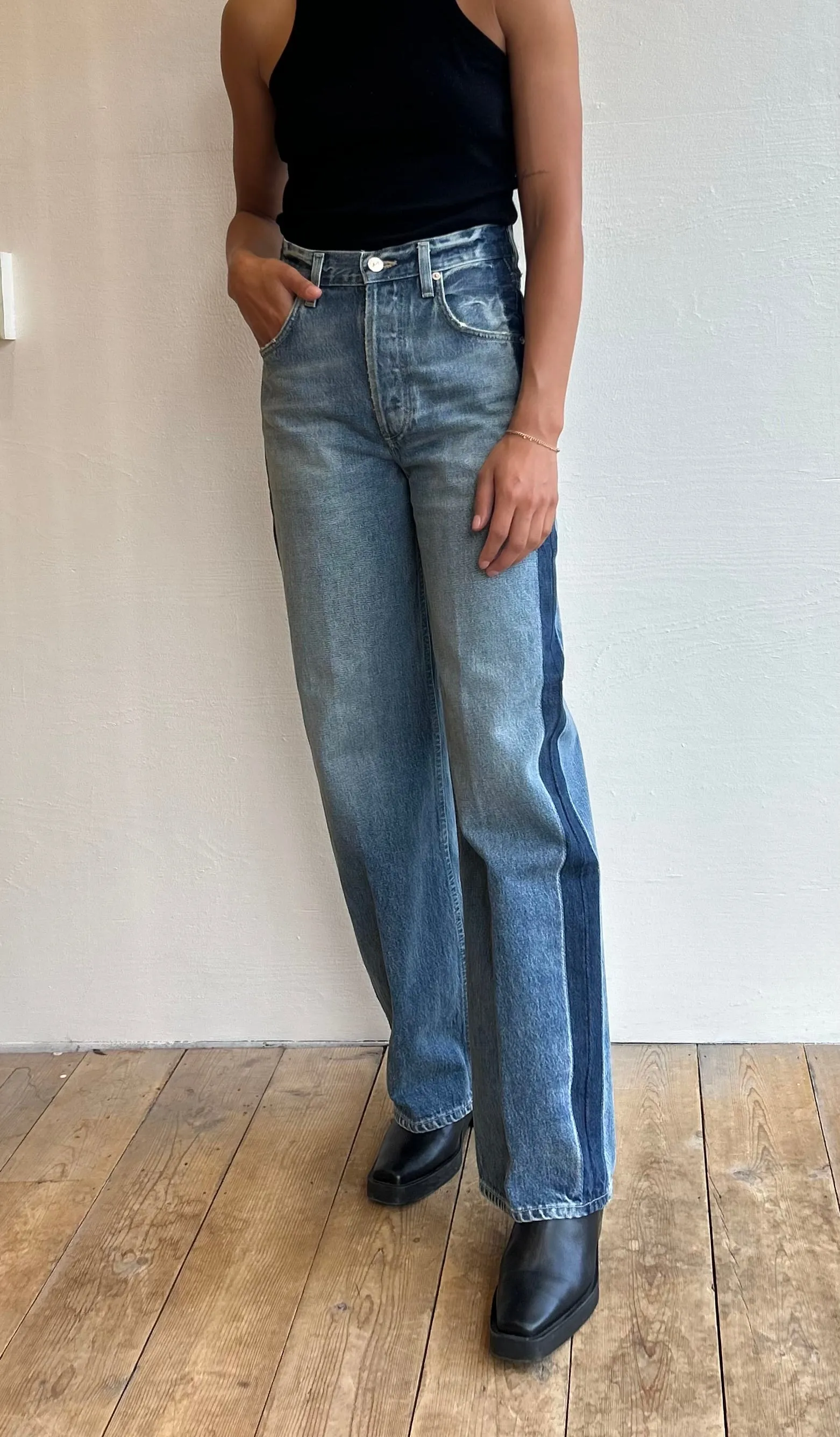Ayla Baggy with Tuxedo Stripe in Drome