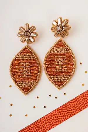 Beaded Football Earrings