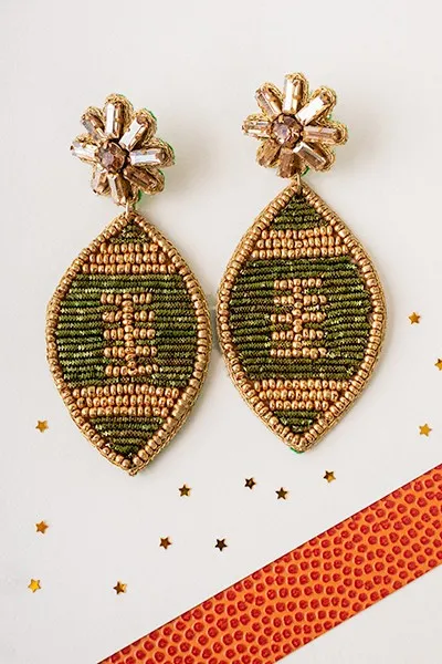 Beaded Football Earrings