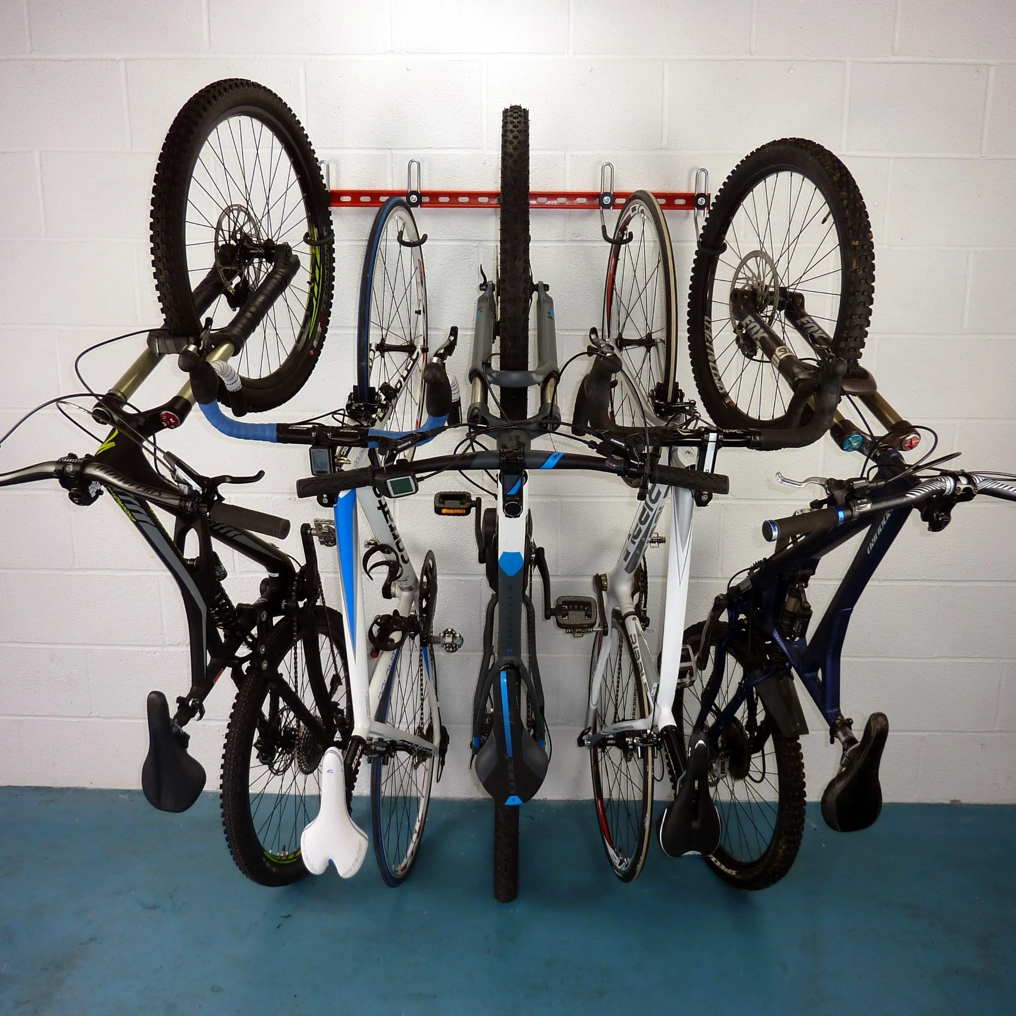 Bike wall rack for 3, 4 or 5 bikes