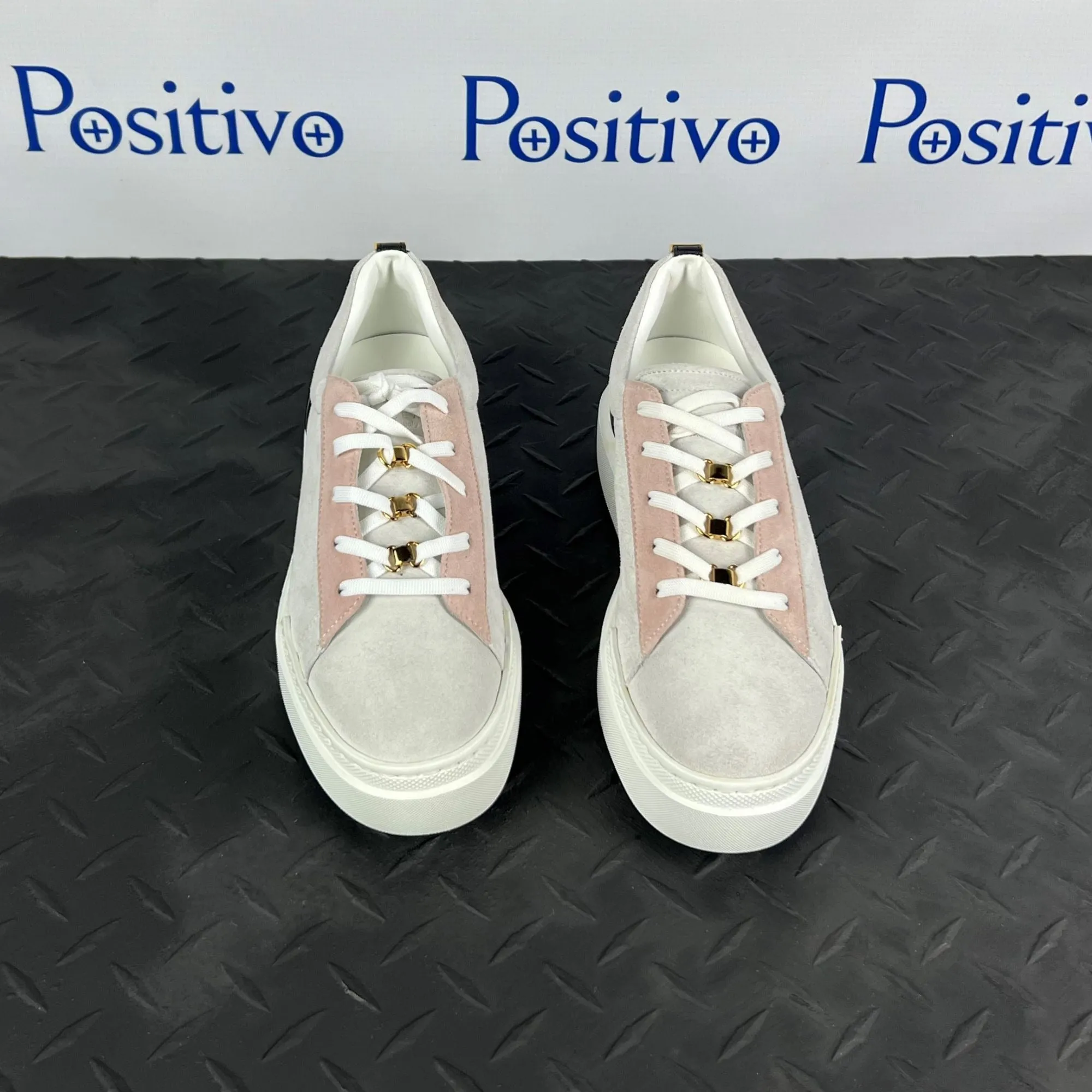 Buscemi Womens Ninna White Trio Leather Sneakers
