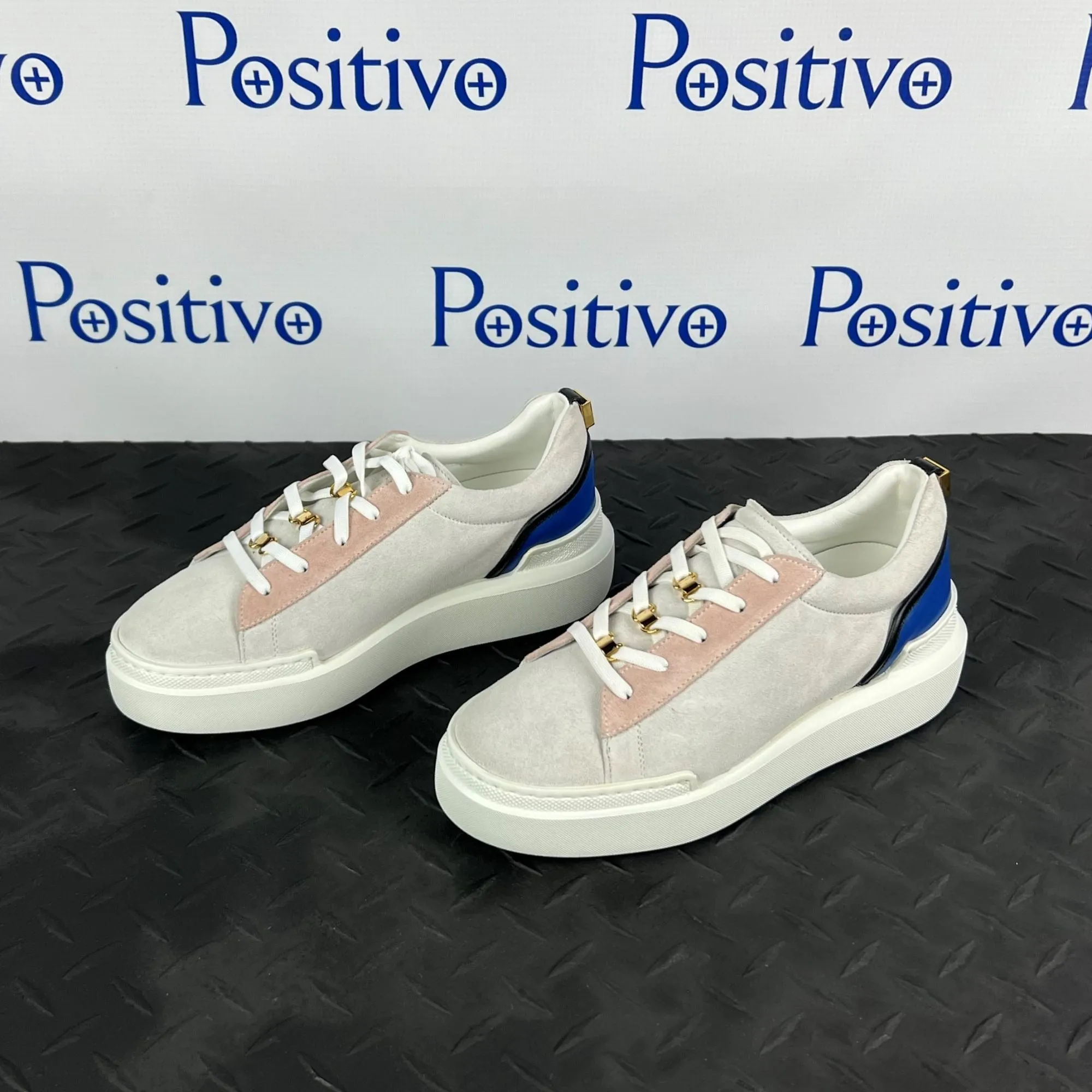 Buscemi Womens Ninna White Trio Leather Sneakers