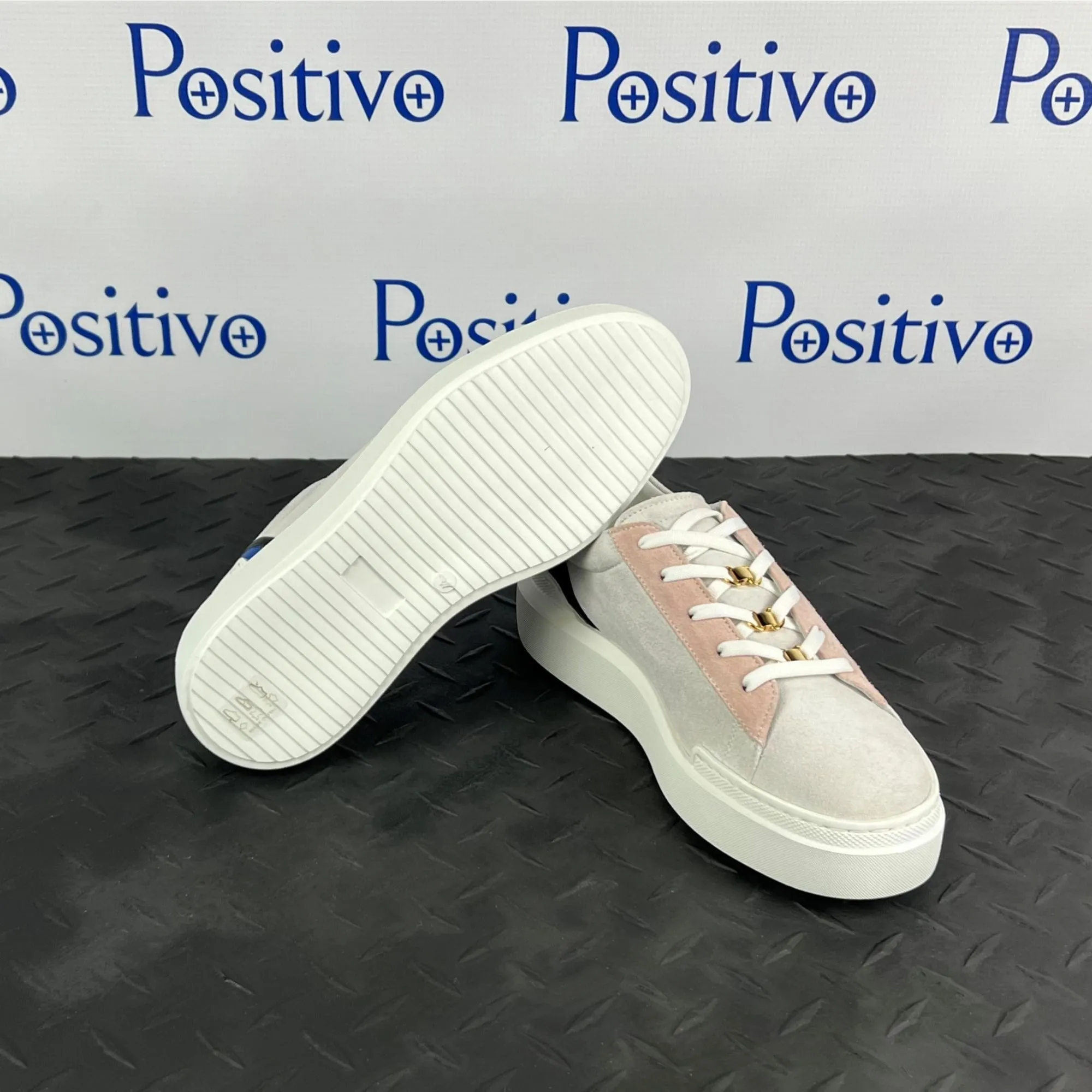 Buscemi Womens Ninna White Trio Leather Sneakers