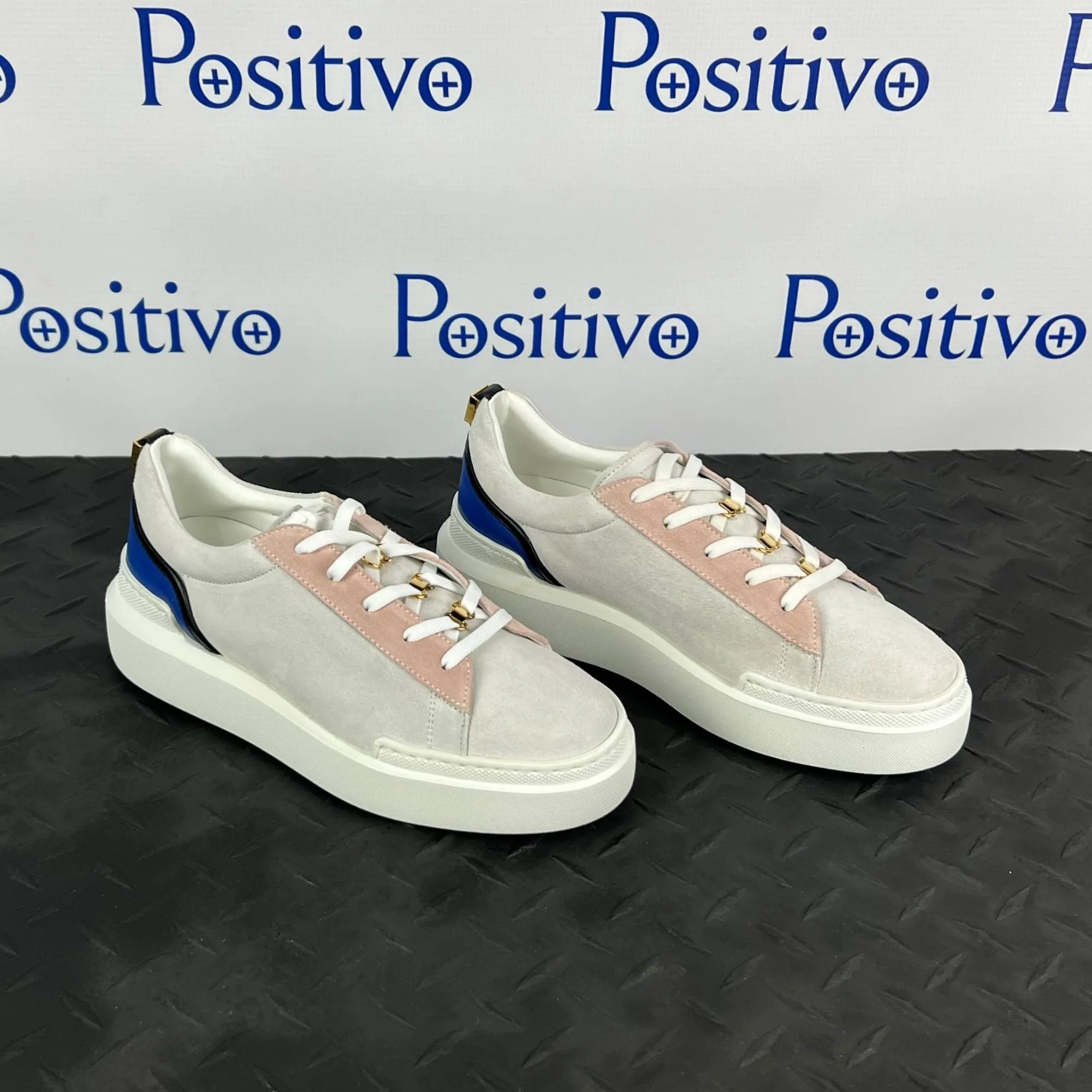 Buscemi Womens Ninna White Trio Leather Sneakers