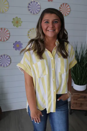 Cabana Stripe Button-Up • Yellow