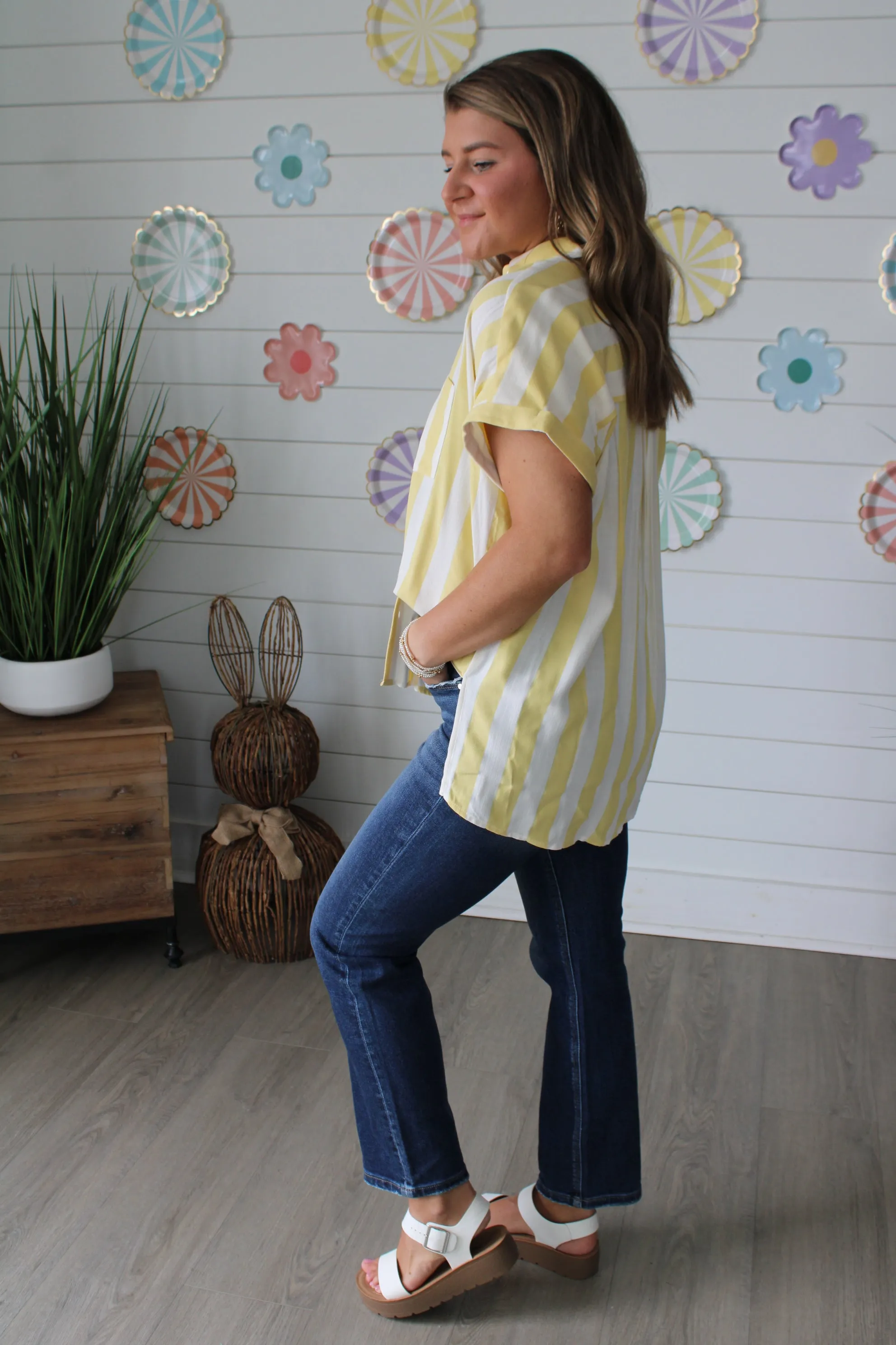 Cabana Stripe Button-Up • Yellow