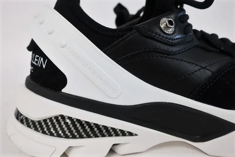 Calvin Klein 205W39NYC Carla Sneakers Black & White Suede & Leather Size 7