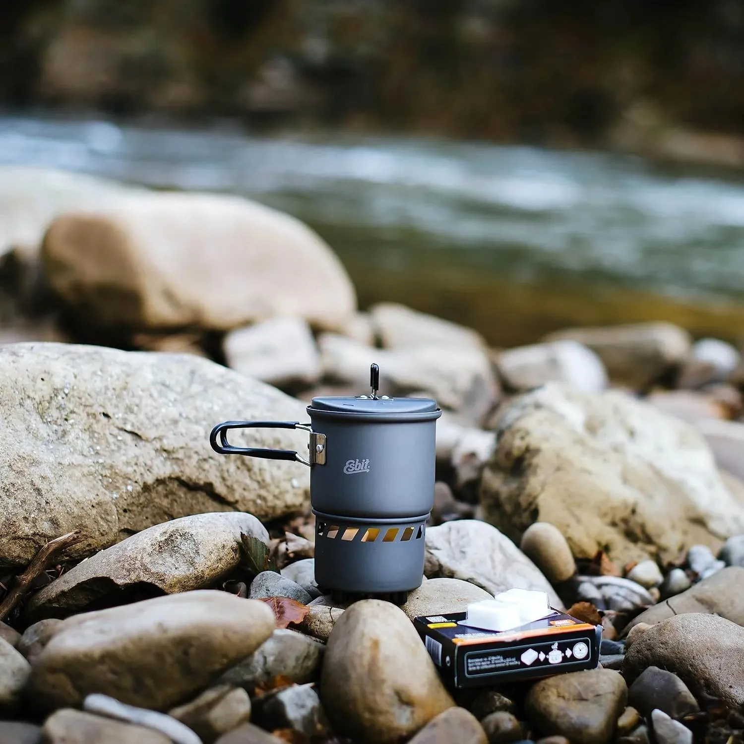 Camping Cookset for Solid Fuel - 585ml, Hard Ano Aluminium