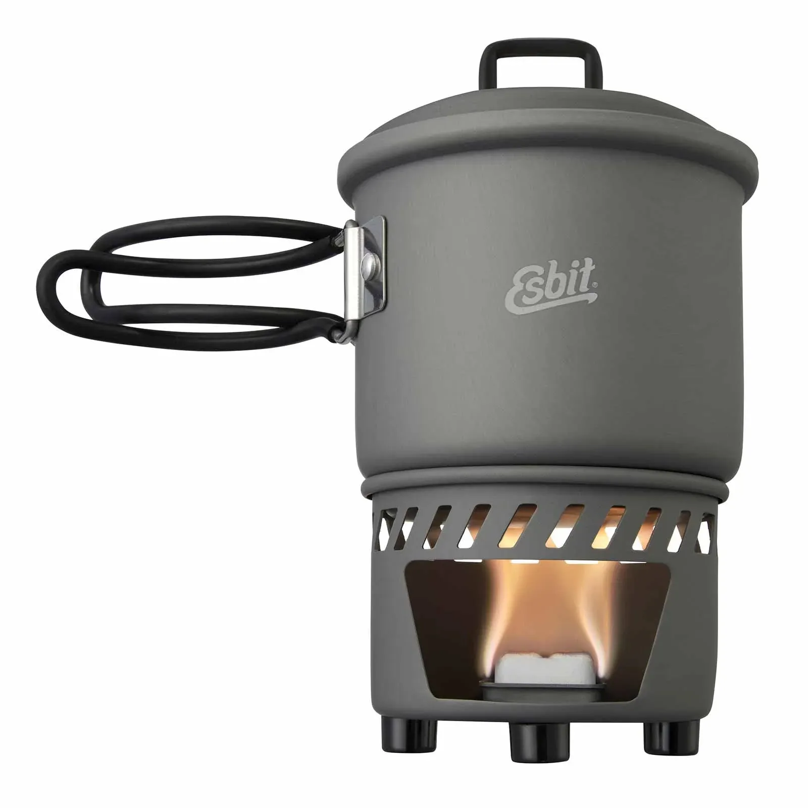 Camping Cookset for Solid Fuel - 585ml, Hard Ano Aluminium