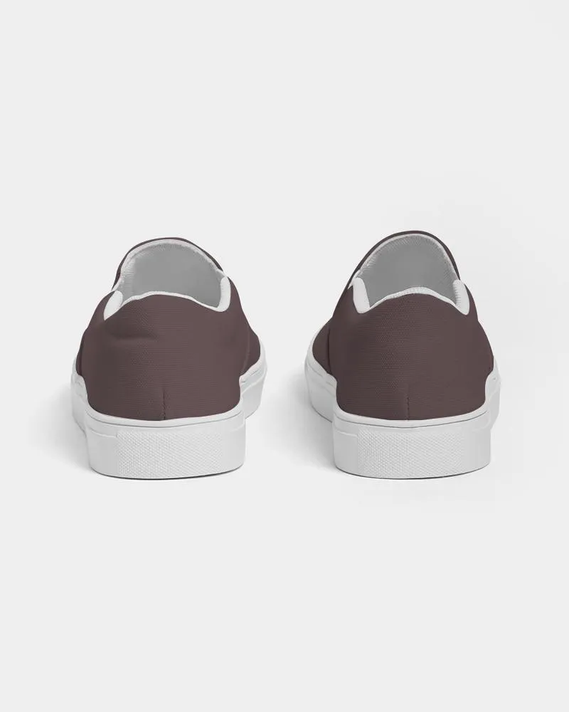 Dark Pink Brown Slip-On Canvas Sneakers | Men's | Dark Pale Pastel Pink Brown | C0M30Y15K80