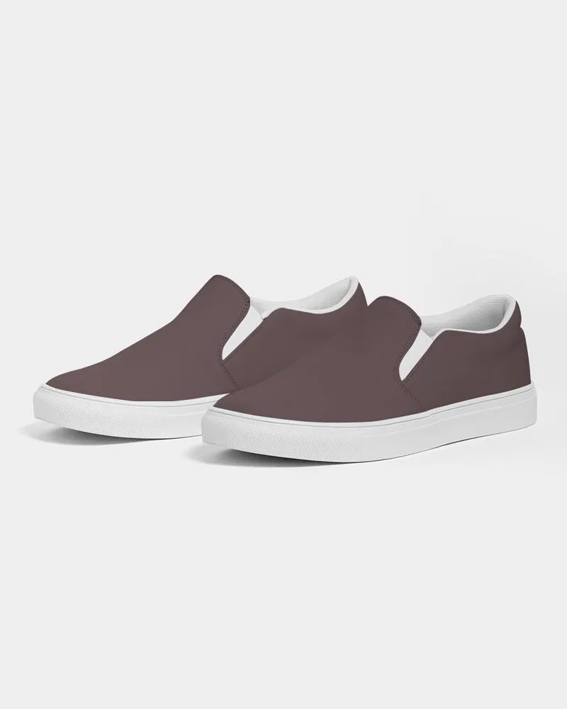 Dark Pink Brown Slip-On Canvas Sneakers | Men's | Dark Pale Pastel Pink Brown | C0M30Y15K80