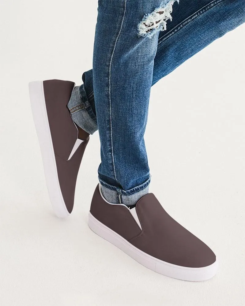 Dark Pink Brown Slip-On Canvas Sneakers | Men's | Dark Pale Pastel Pink Brown | C0M30Y15K80