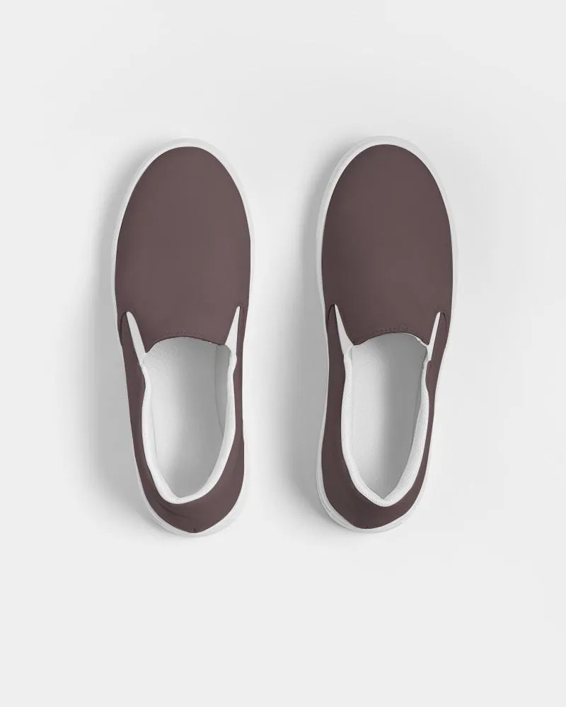 Dark Pink Brown Slip-On Canvas Sneakers | Men's | Dark Pale Pastel Pink Brown | C0M30Y15K80
