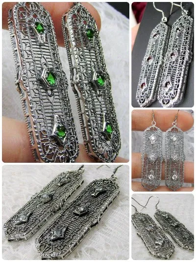 E197, 3 King Earrings, Stylish Edwardian Jewelry Design#E197