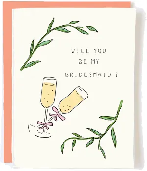 Elegant Bridesmaid Proposal Card – Will You Be My Bridesmaid – Stylish Champagne & Olive Branch Design