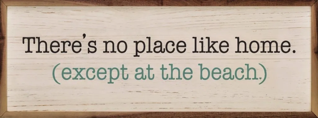 Except at the Beach,  Whitewash - Framed Sign