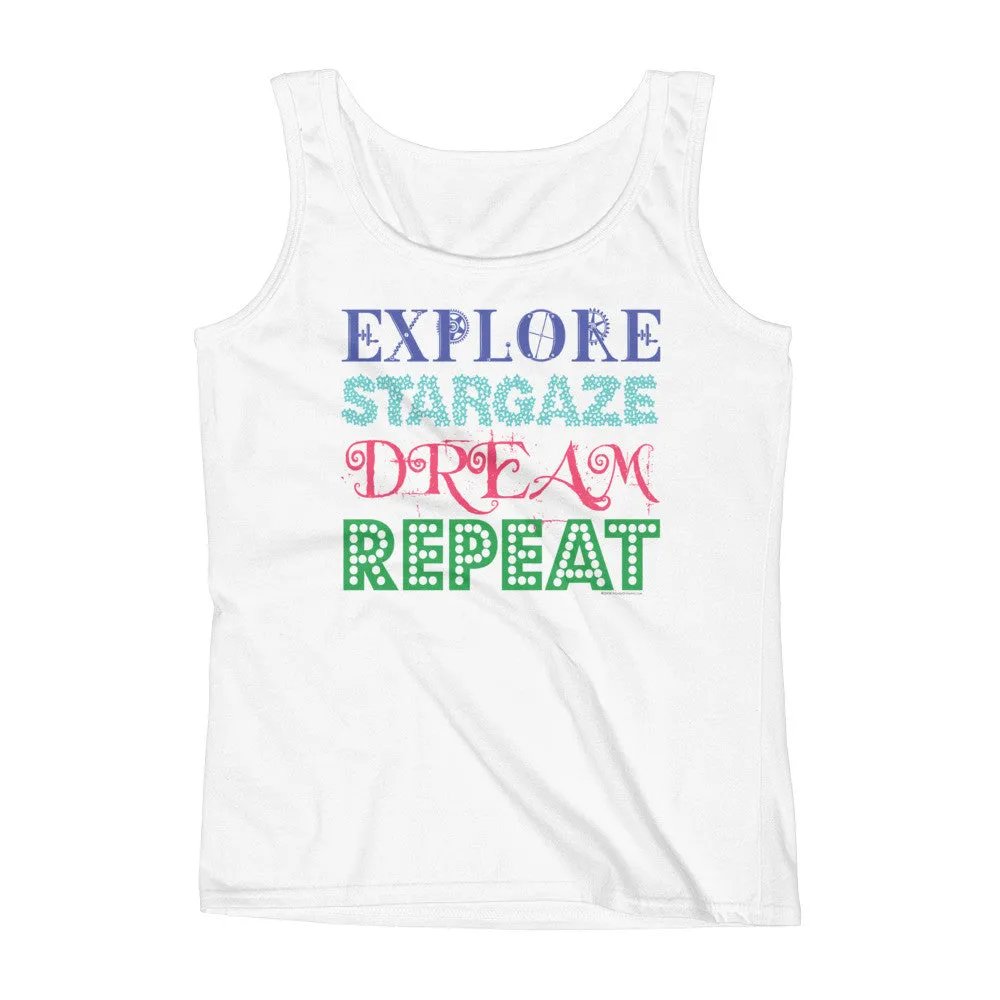 Explore Stargaze Dream Repeat Fitted Tank Top