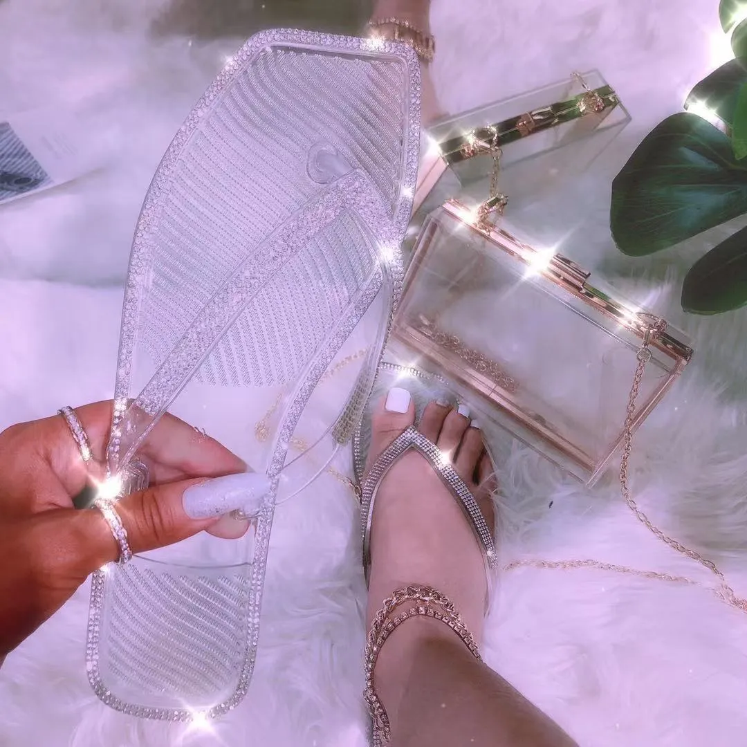 Fashion rhinestone jelly slippers（ HPSD226)