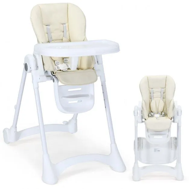Folding & Reclining Baby High Chair | 6 Height Adjustable | 5 Point Harness | Low Chair | 6m