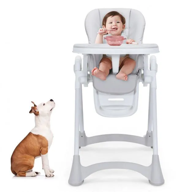 Folding & Reclining Baby High Chair | 6 Height Adjustable | 5 Point Harness | Low Chair | 6m