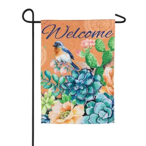 Fresh Succulents Garden Textured Suede Flag,14es9021