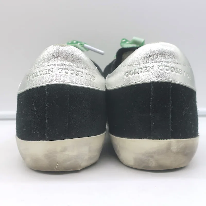 Golden Goose Archive Sneakers Black Suede & Silver Metallic Leather Size 36 NEW