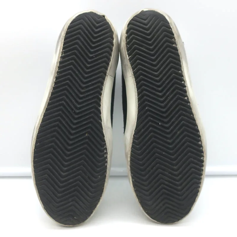 Golden Goose Archive Sneakers Black Suede & Silver Metallic Leather Size 36 NEW