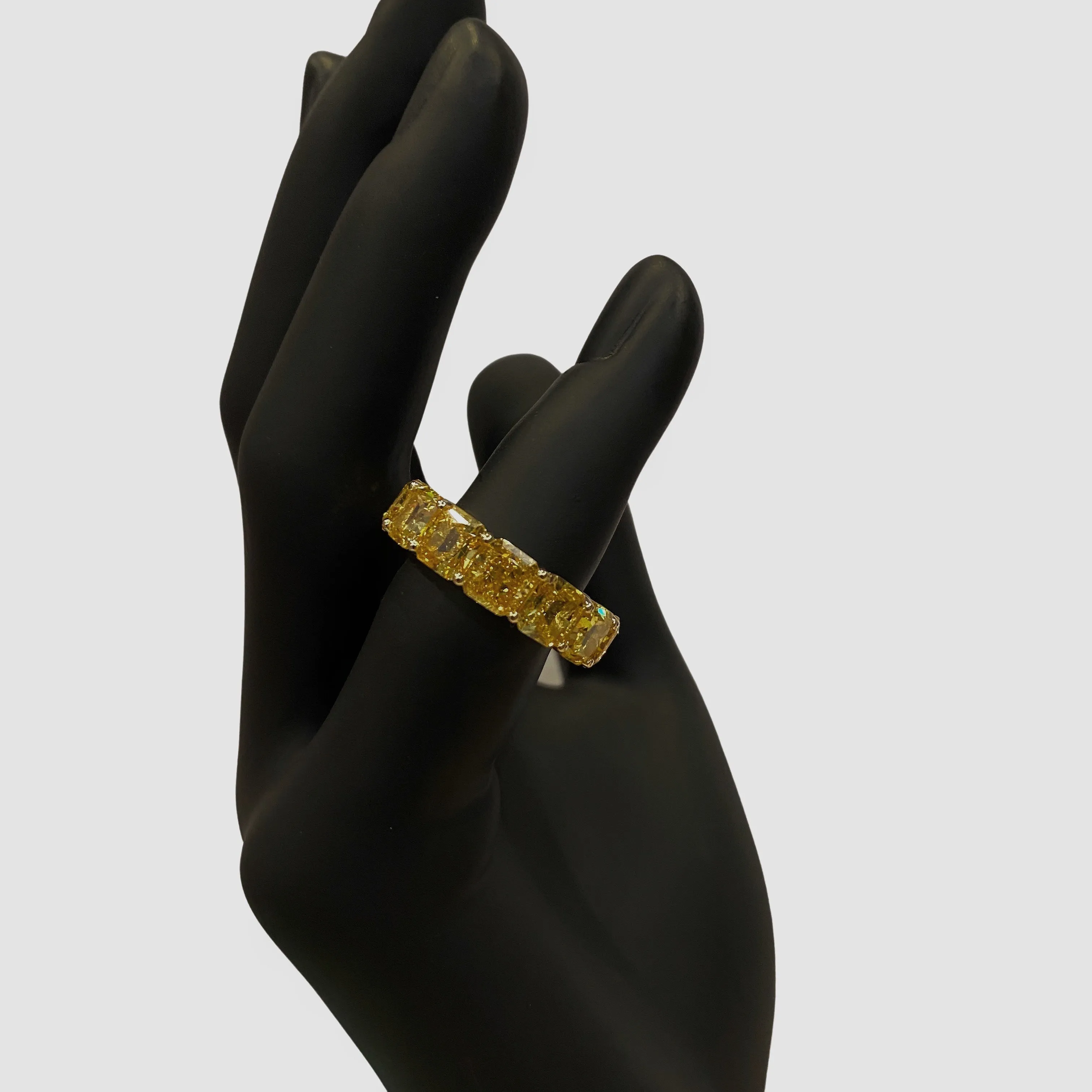 Golden Radiant Cut Eternity Ring
