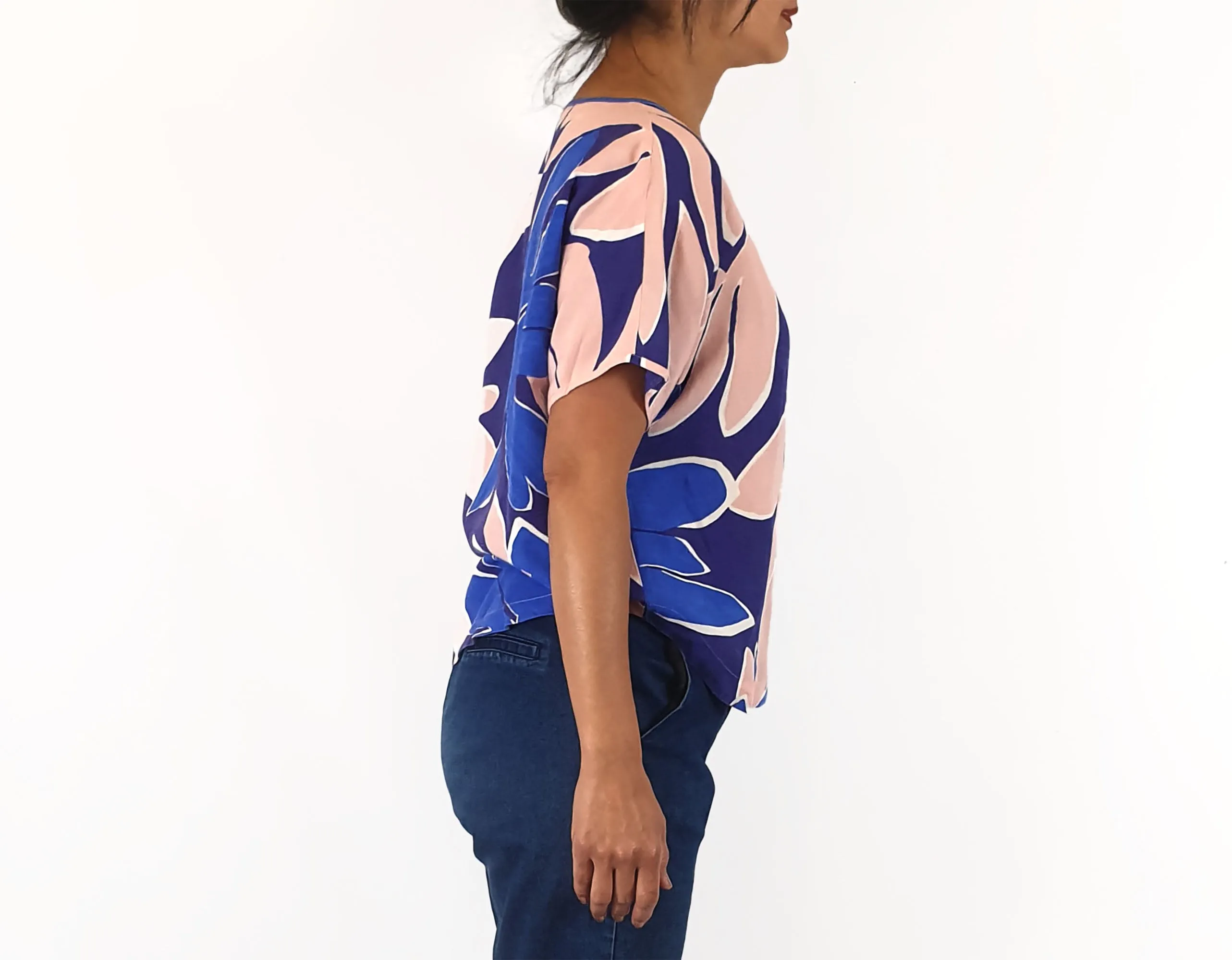 Gorman blue pink unique print top size 10