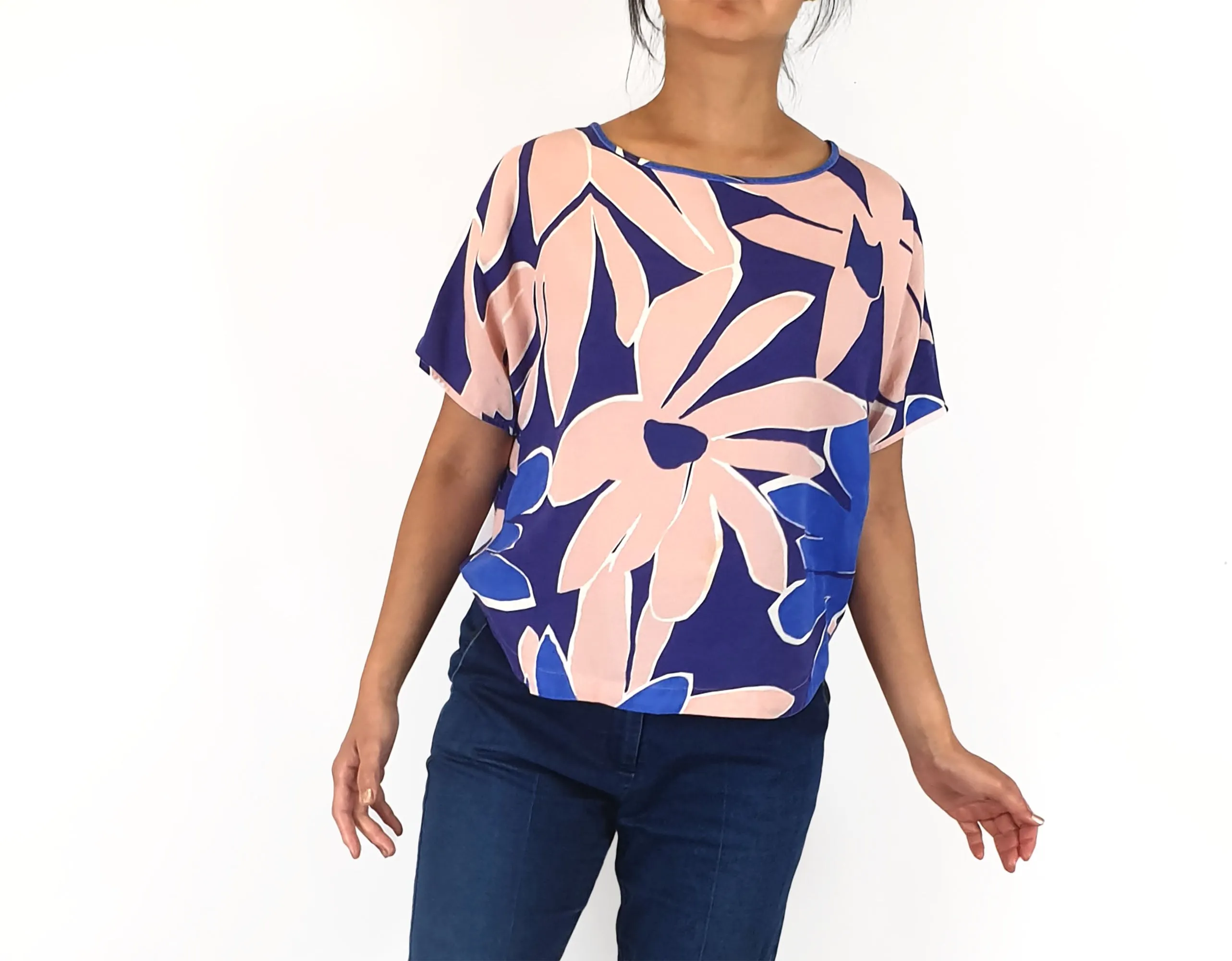Gorman blue pink unique print top size 10