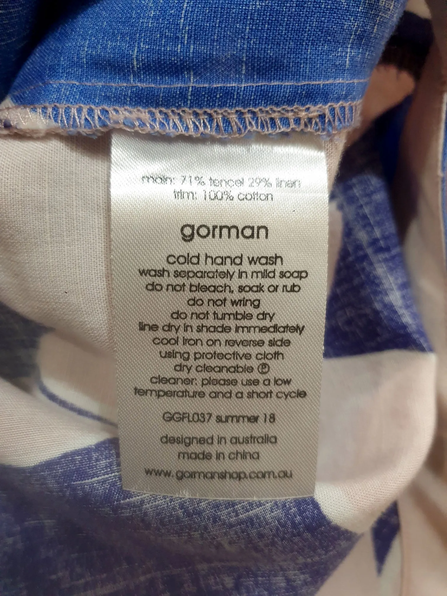 Gorman blue pink unique print top size 10