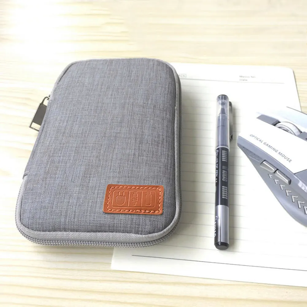 Gray Multi-function Cable Earphone Organizer Portable Source Phone Holder Electronic Accessories Digital Storage Bag for Travelling Camping Hiking Gray