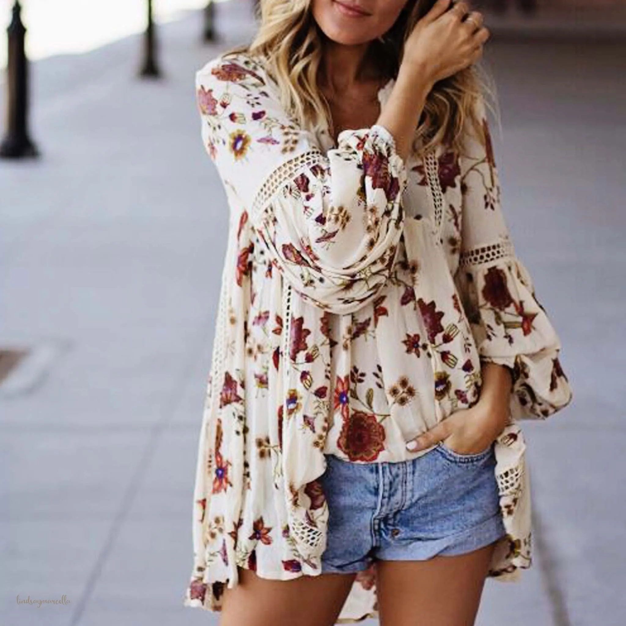 Gypsum Floral Tunic in Mustard